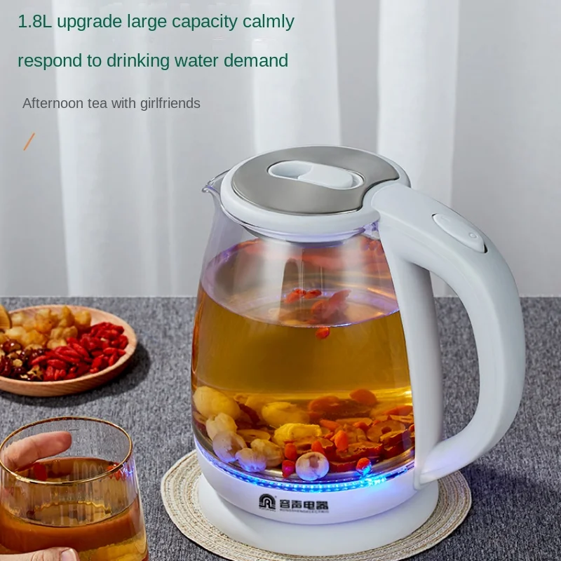 Tetera eléctrica de vidrio transparente para el hogar, dispositivo especial para hacer té, apagado automático