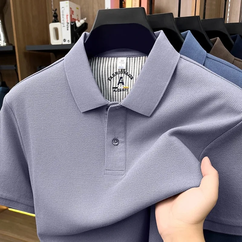 High end 100% cotton short sleeve men's polo shirt fashion new classic striped design business casual golf summer collar T-shirt