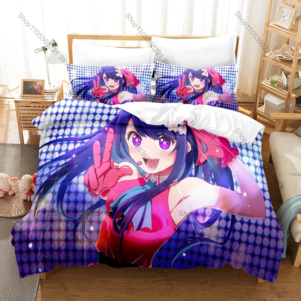 Popular Anime Oshi No Ko Bedding Set 3 Piece Duvet Cover Set Home Textile For Fans Gift All Season Pillowcase Bedroom Decor