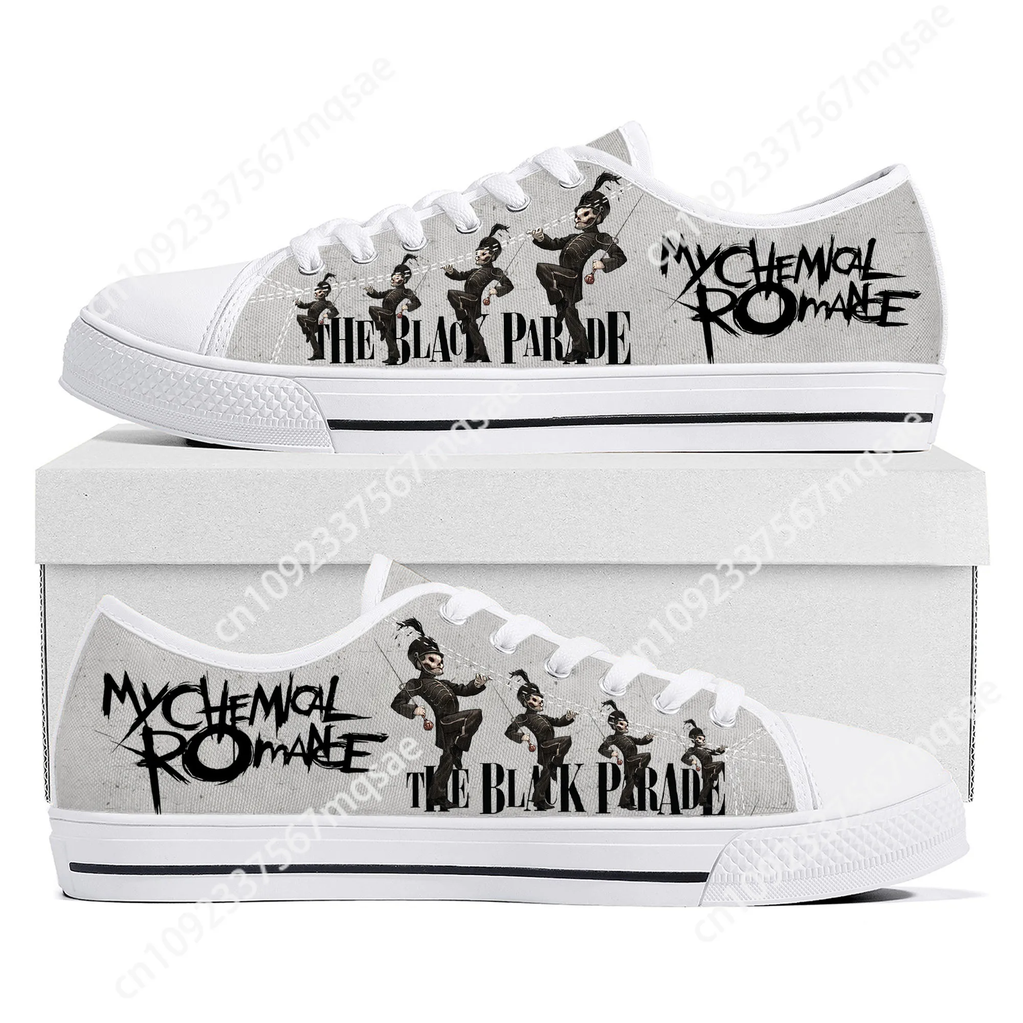 My Chemical Romance Band Rock Sneakers kualitas tinggi atasan rendah sepatu kanvas remaja Pria Wanita Sneakers kasual sepatu pasangan sepatu kustom