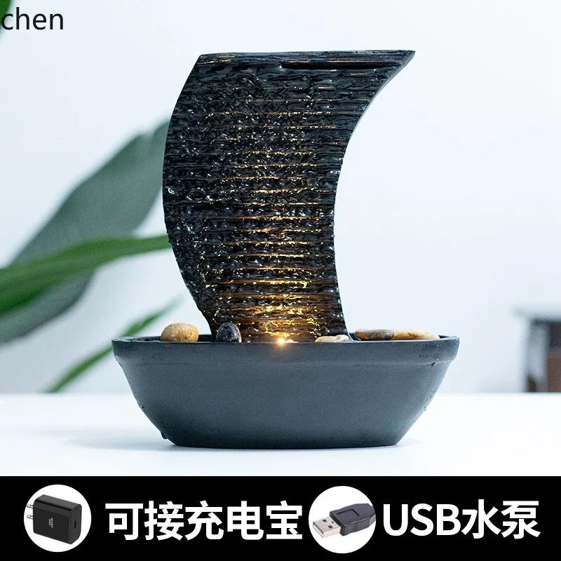 Simple Sailboat Ornament Office Living Room Entrance Water Flow Ornament Circulating Water