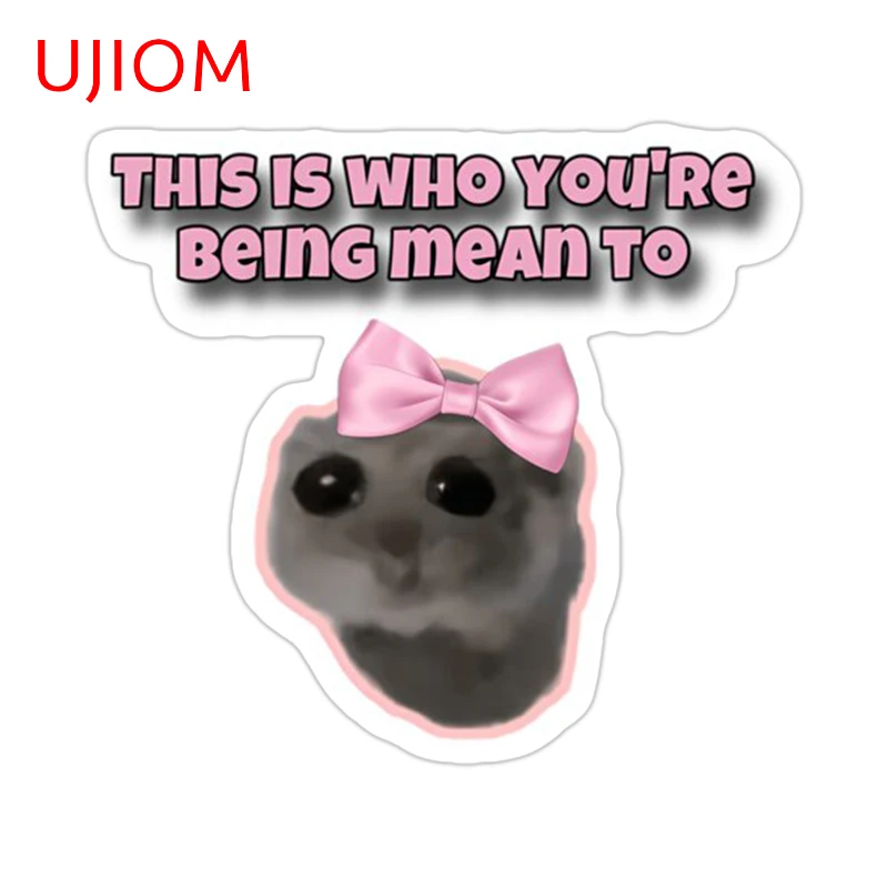 UJIOM Pink Hamster Cartoon Wall Sticker Attractive Wardrobe Door Stopper Bedroom Closets Decal Customizable Home Accessories