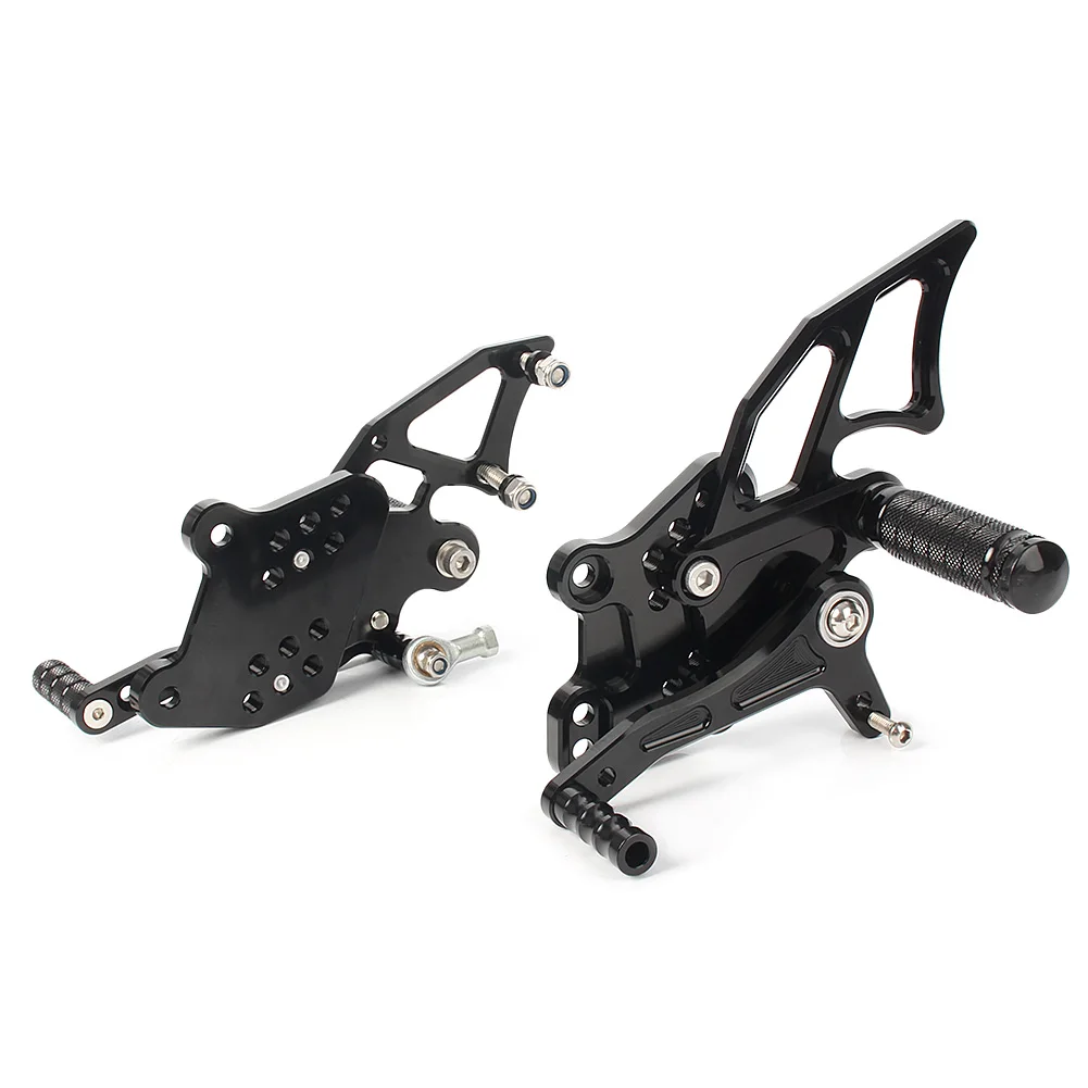 Black Adjustable Motorcycle Rearset Rear Set Footpegs Footrest for Kawasaki Z300 Z 300 2013 2014 Aluminum Alloy