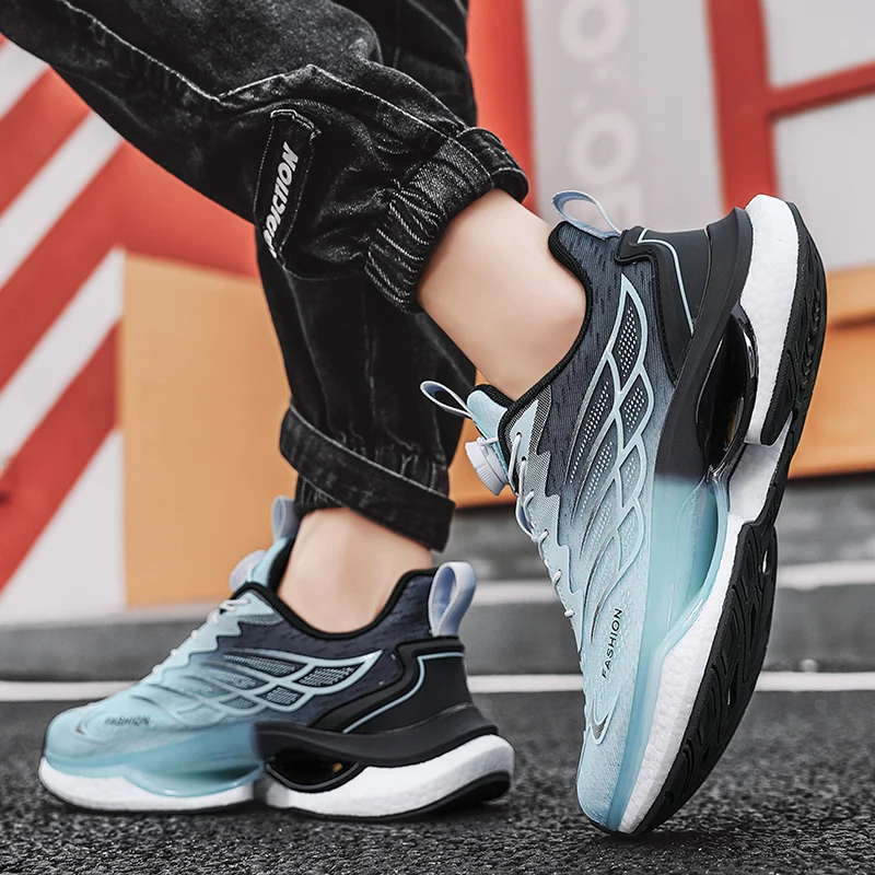 Men's Running Shoes 2026 New Autumn Lightweight Shock Absorption Popcorn Sports Shoes Rotating Buckle Large Children Running ...