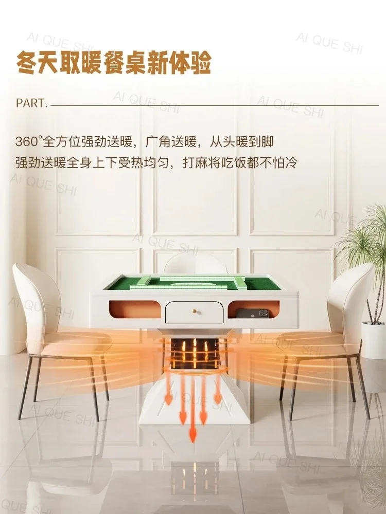 Automatic rock slab heating mahjong table dining table light luxury silent mahjong machine integrated household