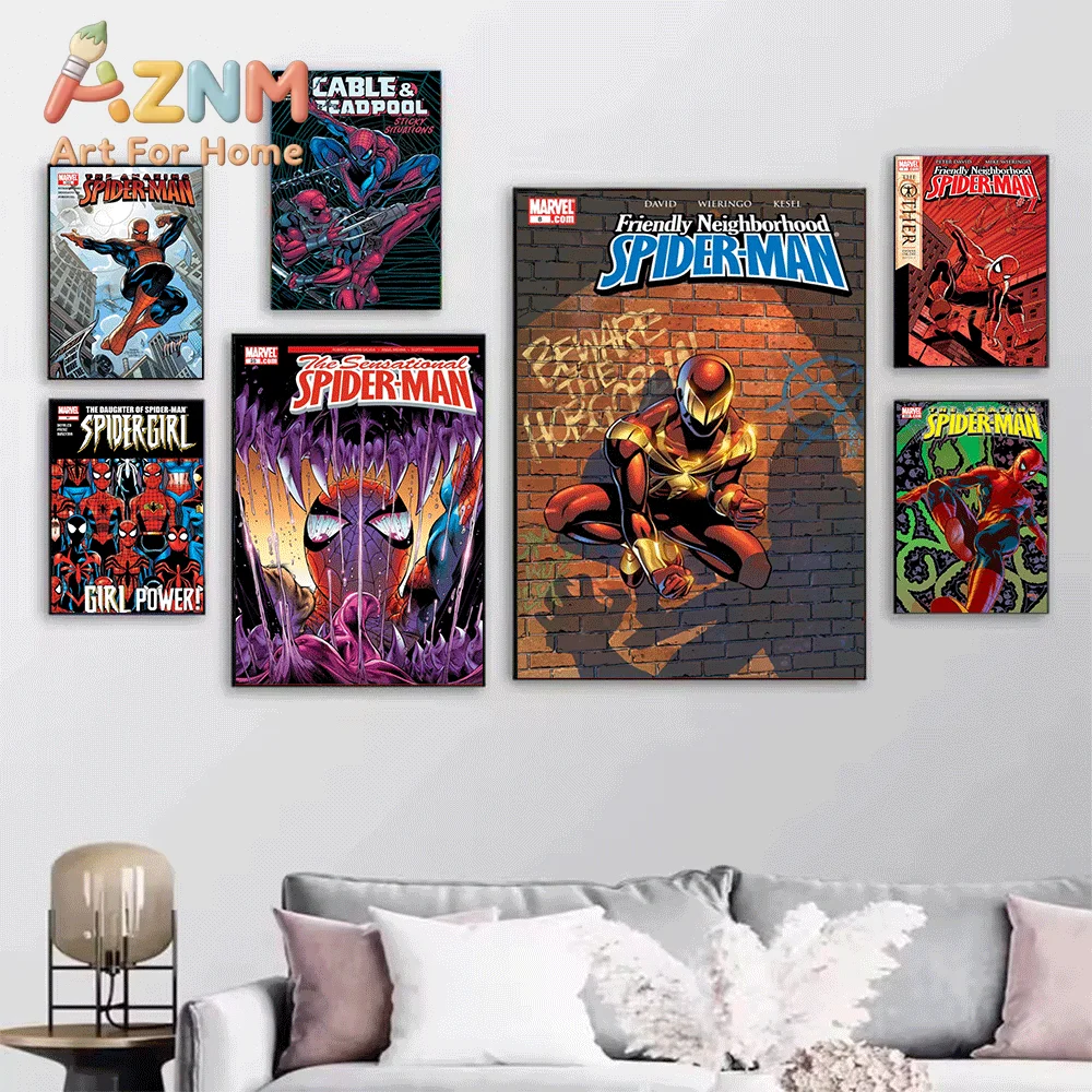 Marvel Adventures Spider‑Man Concrete Jungle Comic Canvas Print, Superhero Comic Cover Graphic Art Poster, Frameless Canvas Wa