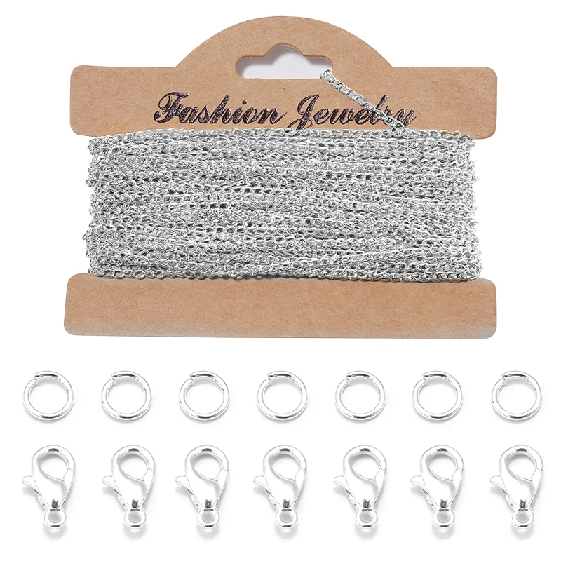 3 mt/satz Schwanz Extender Kette Link Ketten Mit Jump Ringe Karabiner Schmuck Machen Set Halskette Ketten DIY Halskette Materialien – Detail 7