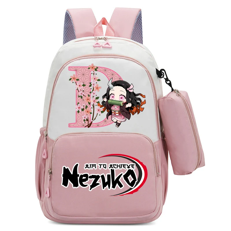 กระเป๋าเป้สะพายหลังอนิเมะดาบพิฆาตอสูร เนซึโกะ ชุด 2 ชิ้น กระเป๋าใส่ดินสอ น่ารัก ความจุเยอะ เหมาะสำหรับเดินทาง น้ำหนักเบา ของขวัญสำหรับนักเรียน