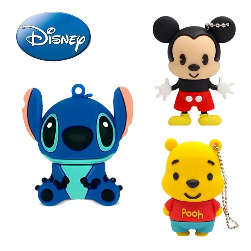 Disney Mickey Stitch U Disk Anime Capacity 4GB 8GB 16GB 32GB 64GB 128GB Pen Drive Memory Stick Black Mini Pendrive Office Gift