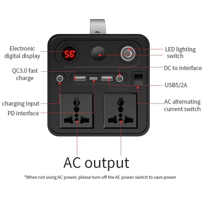 Energy Storage Outdoor Mobile Charging 2000W 300W 500W 600W 1000W Solar Portable Power Station