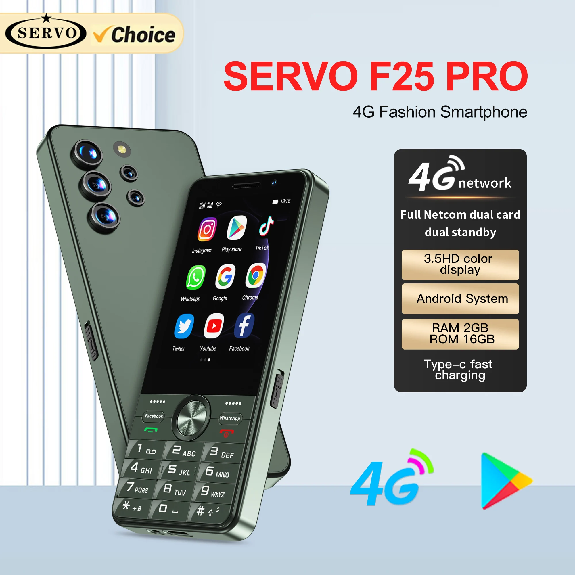 2025 New SERVO F25 PRO 4G Smartphone Android 2+16GB MTK6737 GPS WiFi FM Radio 2500mAh Play Store 3.5