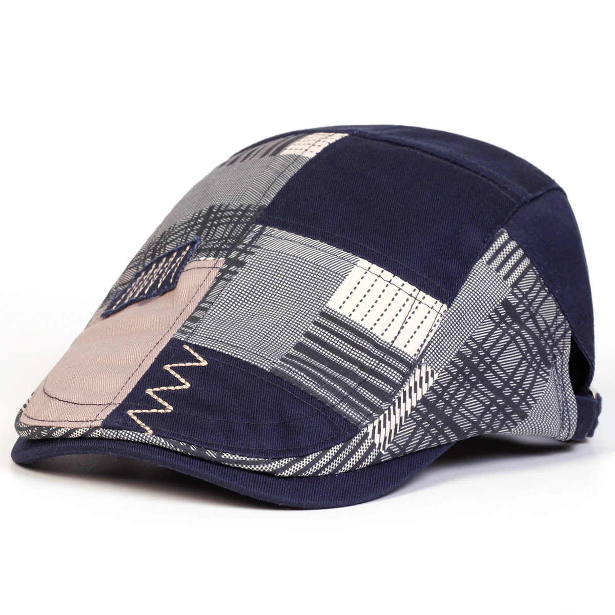 Unisex Bunte Stoff-Spleißmützen Britische Malermützen Frühling Herbst Achteckige Kappe Hip-Hop Baskenmütze – Detail 5
