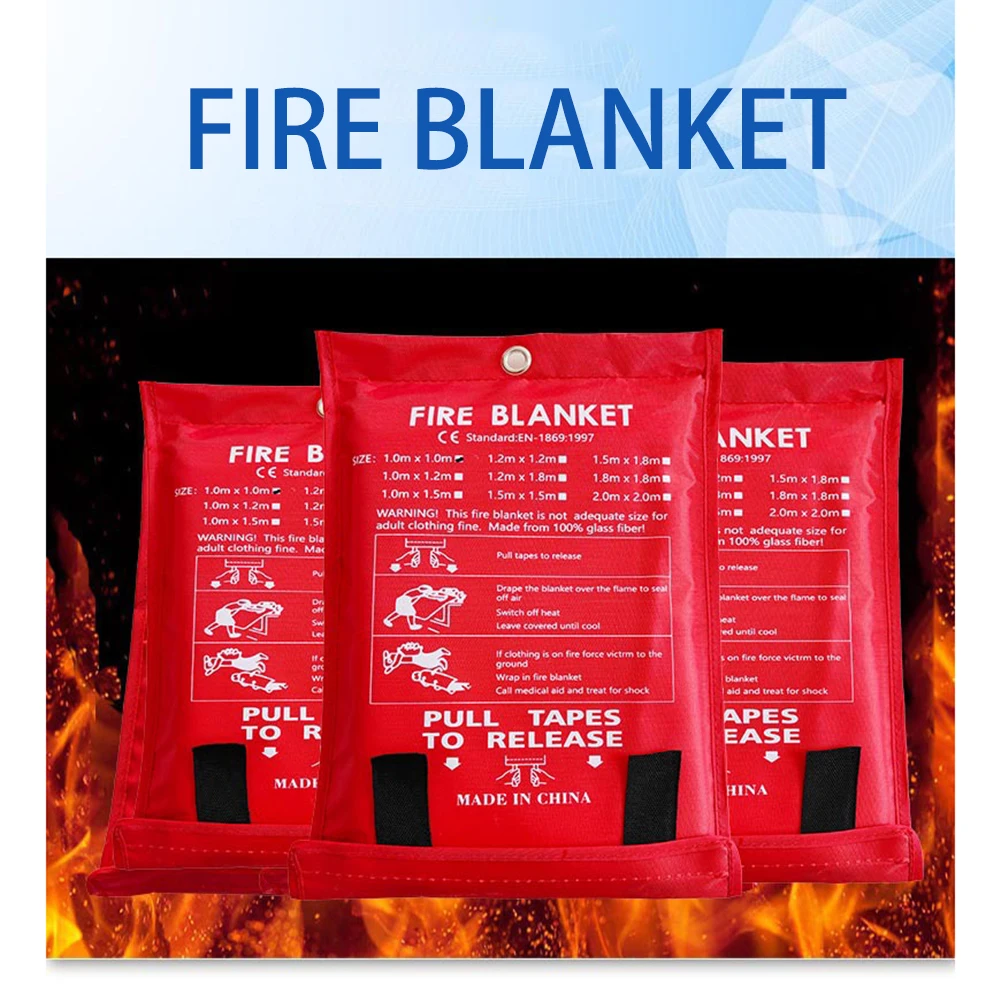 1.2M Portable Fire Blanket Fire Shelter Fiberglass Fire Flame Retardant Emergency Survival Safety Cover Fire Emergency Blanket