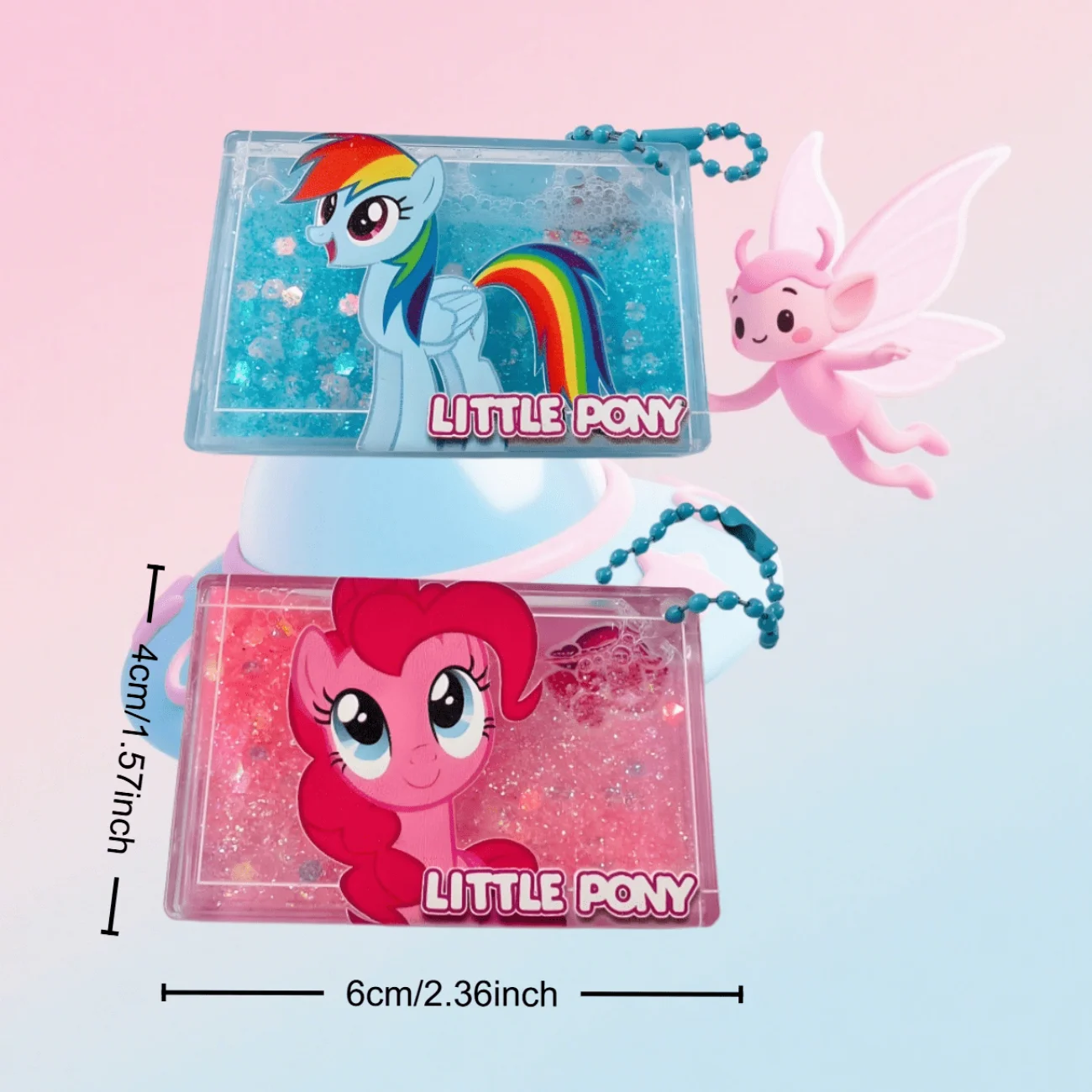 1 PC Colorful Quicksand Card Brick Backpack Charm 3D Card Gift Hot Sale with Bead Chain Birthday, Christmas and Back-to-School
