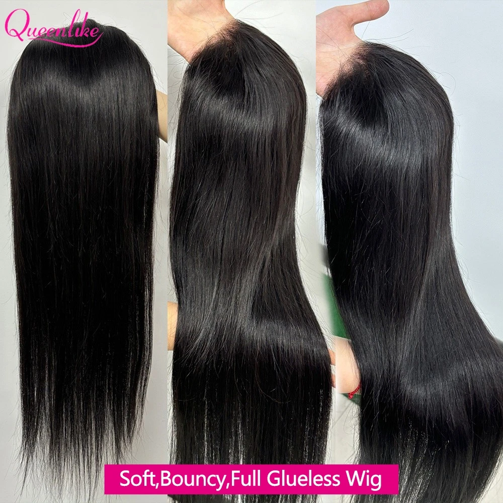 Queenlike 4x4 6x4 Glueless Straight Human Hair Wigs Ready To Wear Wig Human Hair 26 28 Inch Brazilian Glueless Wigs Fast Delivery