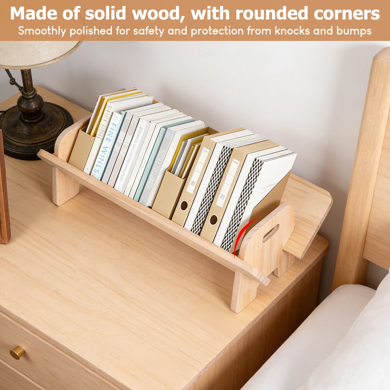 Estante de Madera para Libros con Asa, Mini Organizador para Oficina, Habitación Infantil, Almacenamiento para Dormitorio
