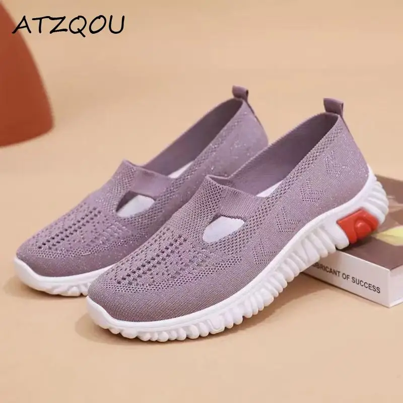 Summer Sneakers Women Casual Shoes Mesh Soft Loafers Bottom Walking Shoes Mom Light Comfortable Footwear Flat Women Shoes