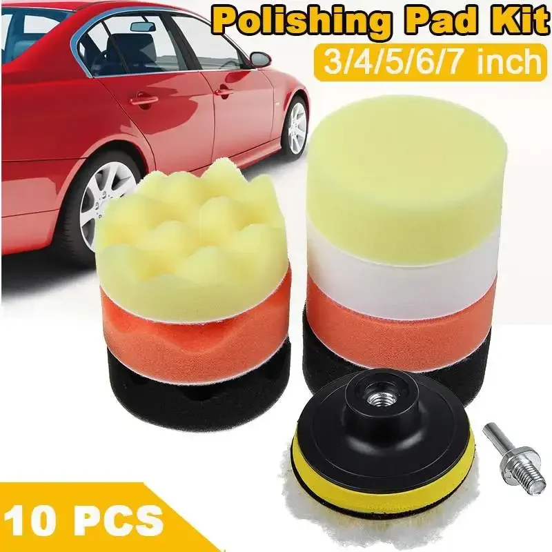 3''4''5''6''7'' Buffing Sponge Polishing Pad Hand Tool Kit 10pcs For Car Polisher Compound Polishing