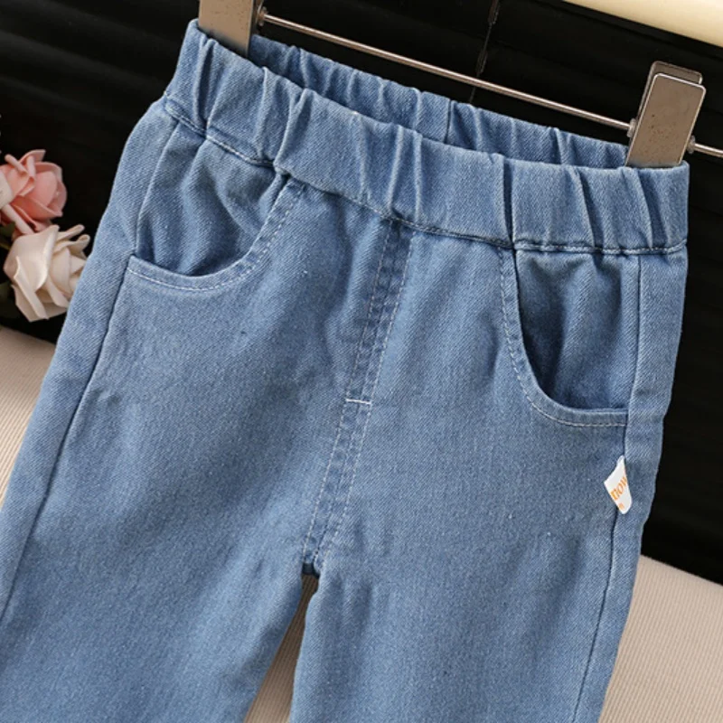 0-6 Jahre Baumwoll-Jeans für Mädchen, Denim-Schlaghosen, Einfarbige Kinder-Freizeithosen, Kinderjeans für Mädchen für Frühling und Herbst – Detail 5