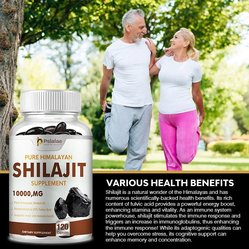 Pure Himalayan Genuine Shilaijt Resin Capsules Formulated with 20% Fulvic Acid - 10:1 Extract 10,000 Mg Extra Strength