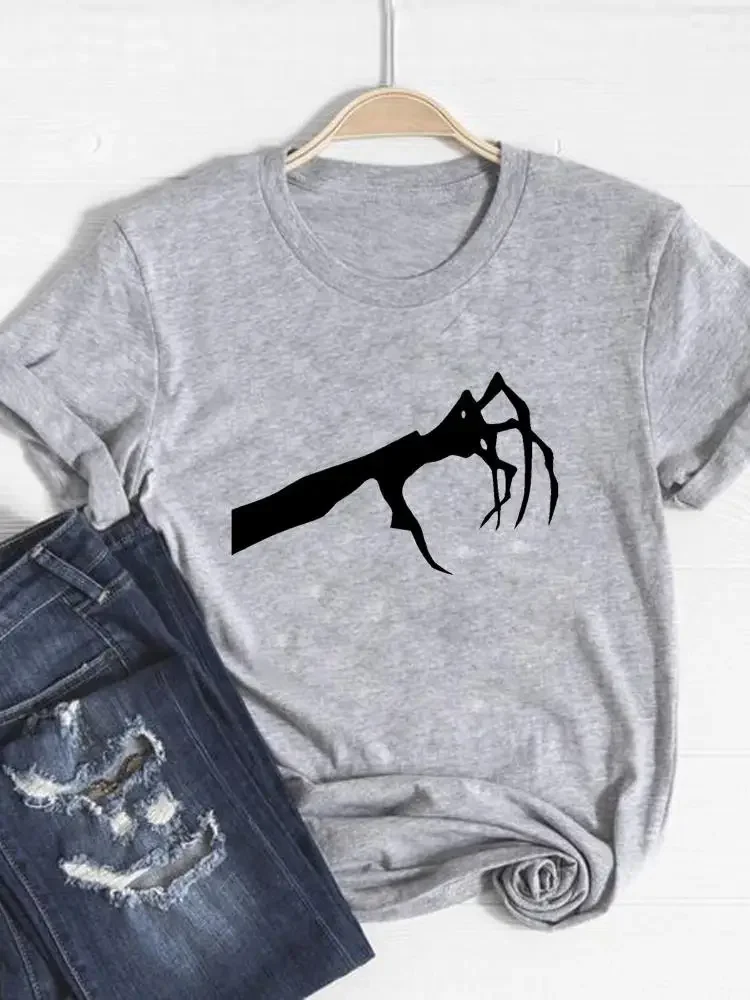 T-shirt da donna T-shirt da donna autunno autunno T-shirt da donna per il Ringraziamento con faccia di strega Abiti di tendenza T-shirt con stampa grafica di Halloween