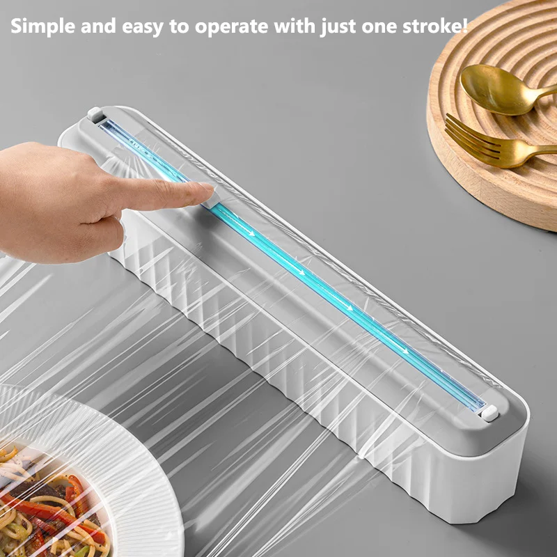 New Food Cling Film Dispenser Plastic Wrap Cutter Wall-Mounted Foil Wrap Dispenser Plastic Film Cutting Box Kitchen Accessories