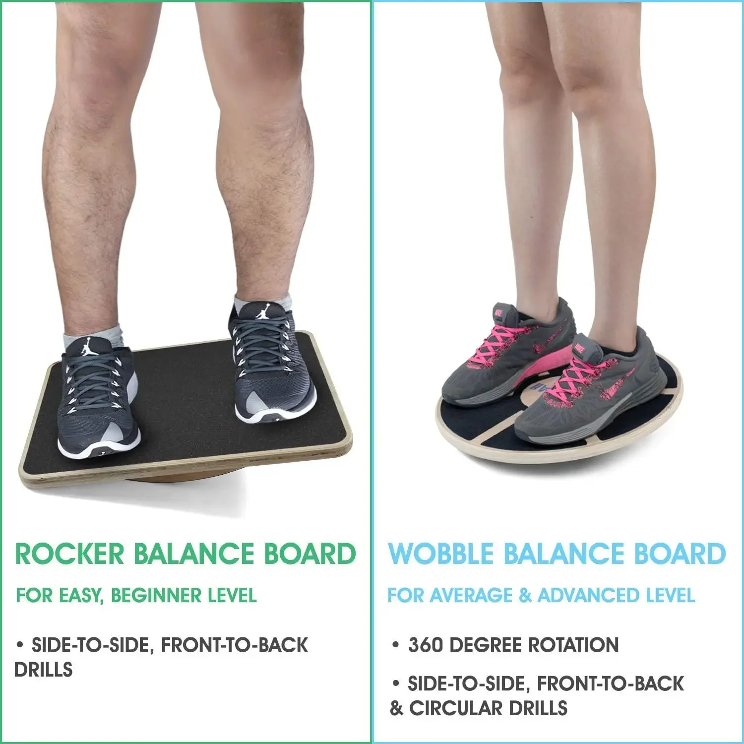 202405 Professional Wooden Balance Board for Leg Workout Anti-Slip Rocker Board Wobble Board for Standing Desk