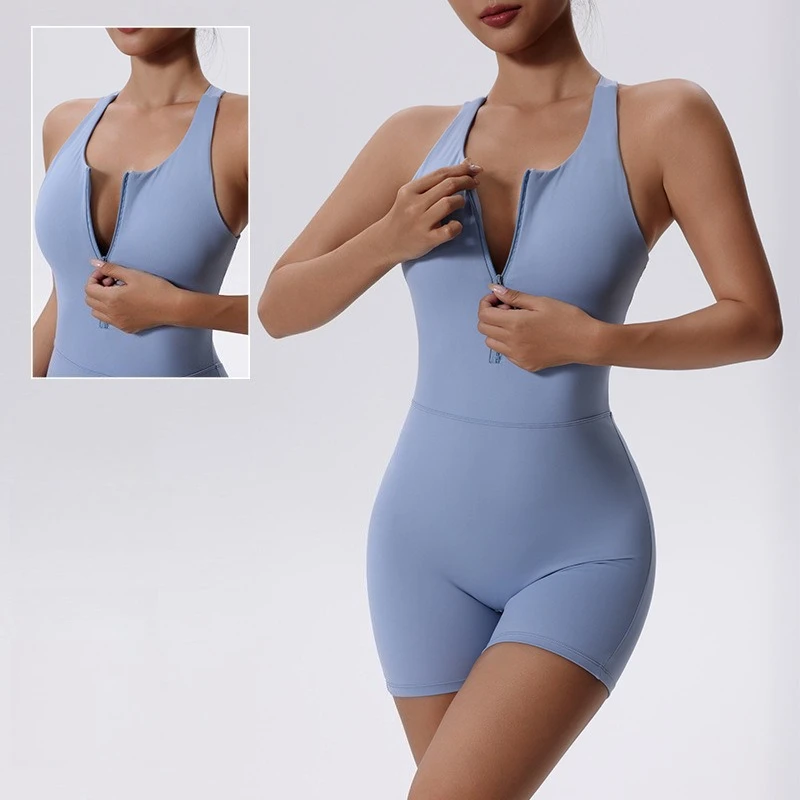 

Sleeveless Vest Jumpsuit Women Sport Running Push Up Gym Workout Fitness Scrunch Shorts Active Romper Yoga Set One Piece