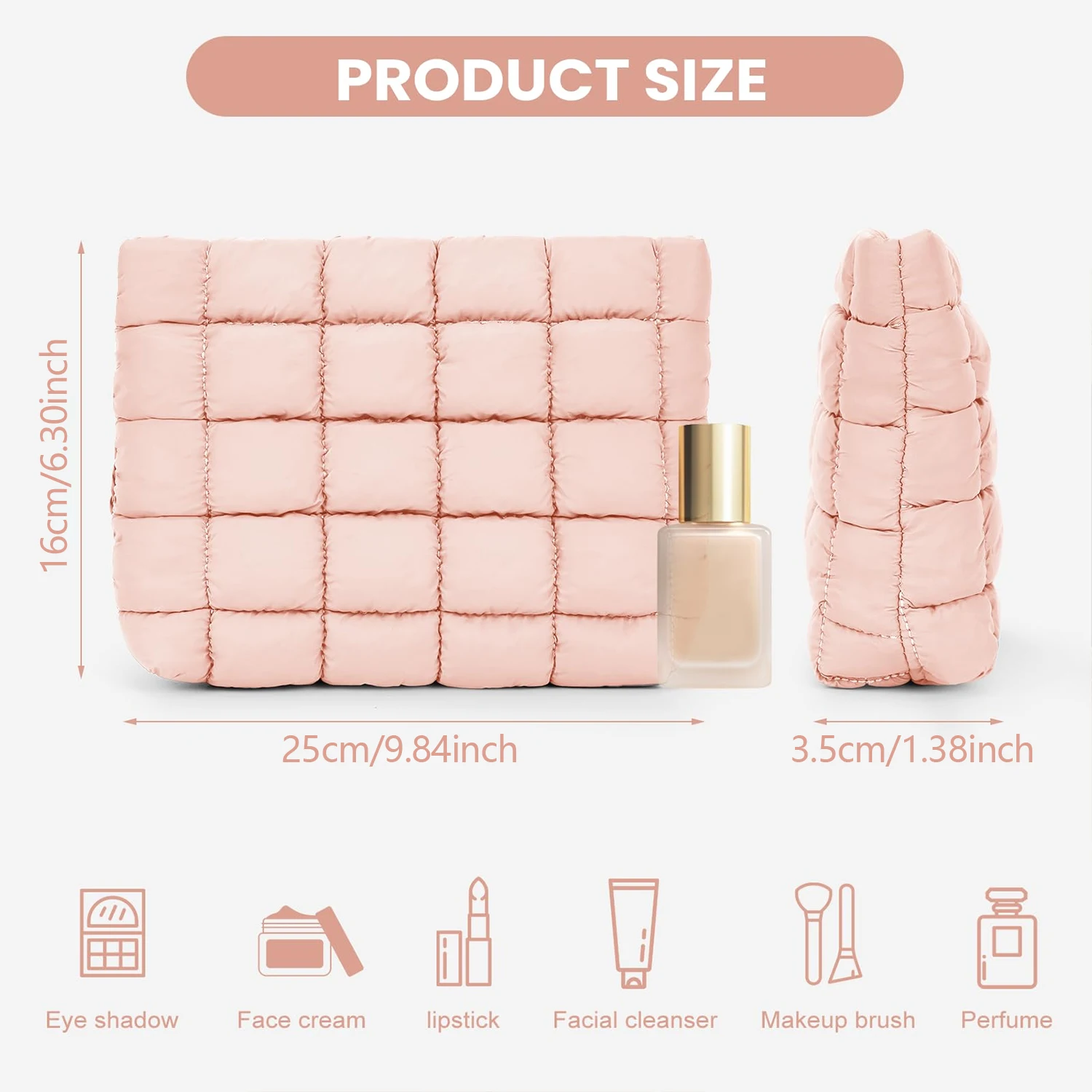 Multi functional Quilted Makeup Bag, Toilet Bag, Travel Storage Bag, Available in Multiple Colors.zwq