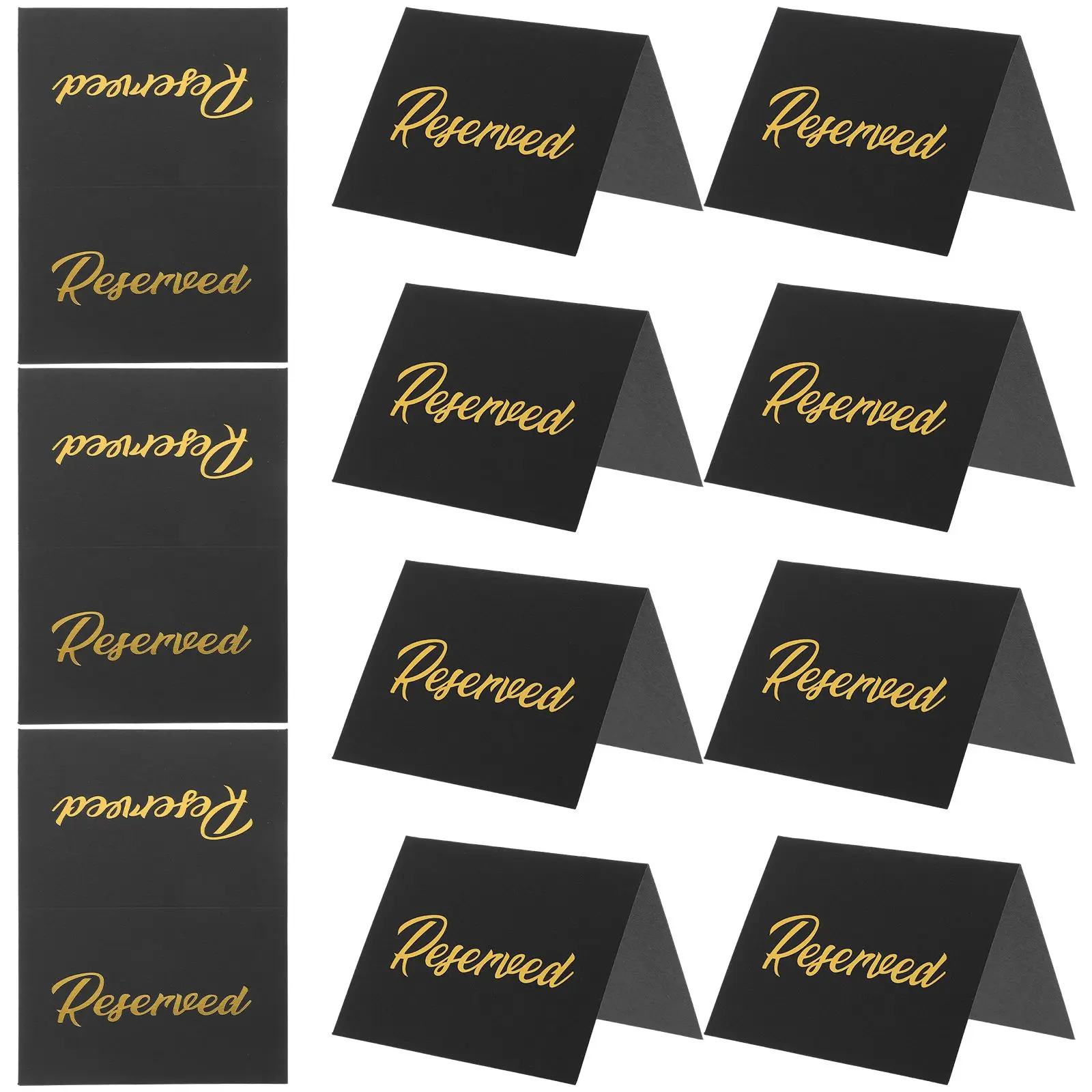 

50pcs Reserved Table Signs Double Sided Foil Wedding Party Restaurant 3x4inch Banquet Seating Cards Table Sign