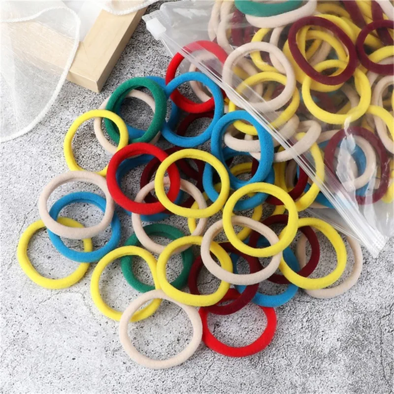 50/100pcs Women Colorful Nylon Hair Bands 4cm Elastic Headbands Girls Ponytail Holder Scrunchie Fashion Hair Accessory Headwear