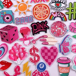 Pink Nail Ring Money Embroidered Patch On Clothes Iron On Patches For Clothing Thermoadhesive Patches For Clothes Cartoon Badges