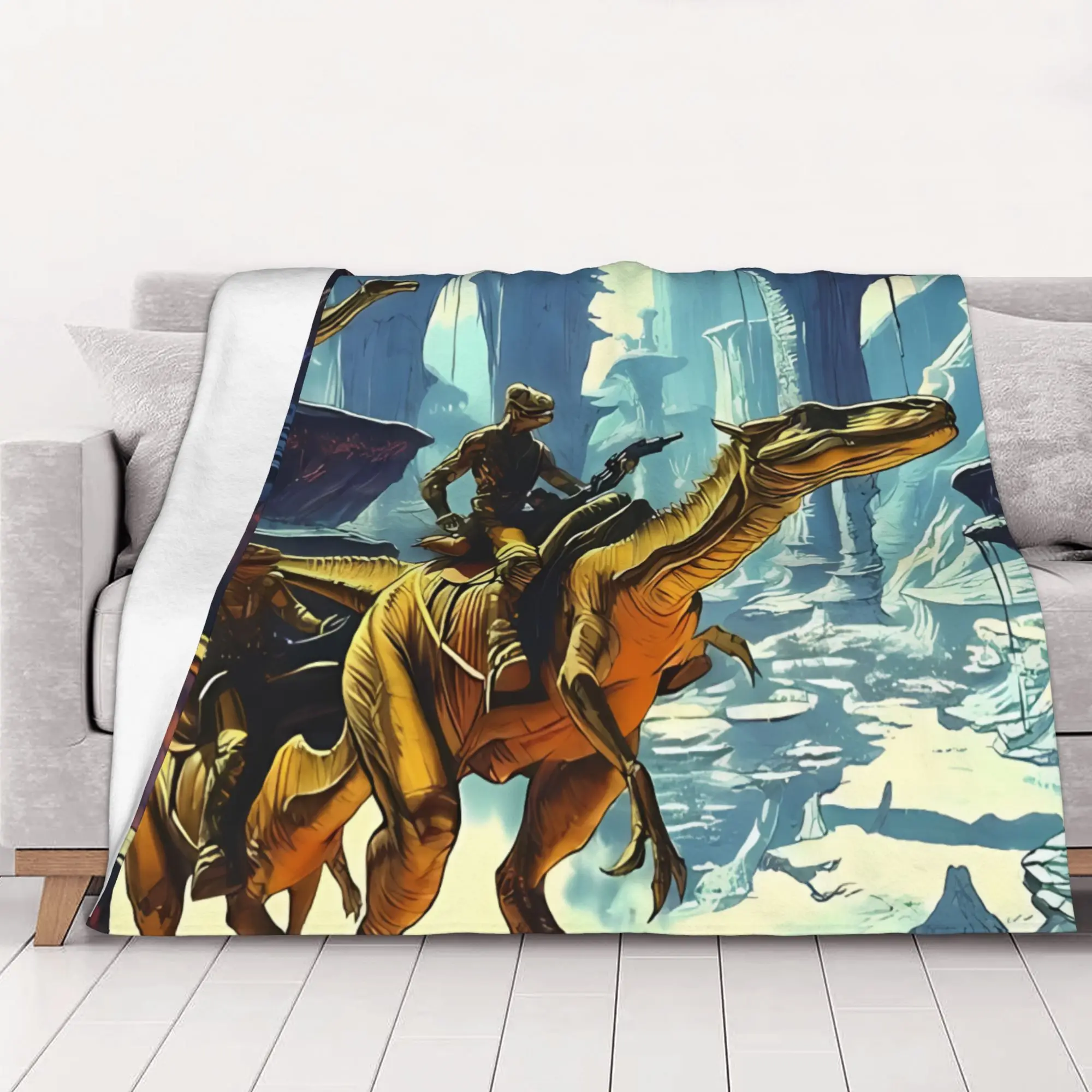 1PC home Cute Room Decor Riding Dinos Blanket Throw Blanket Dino Riders Novelty Warm Blanket All Season