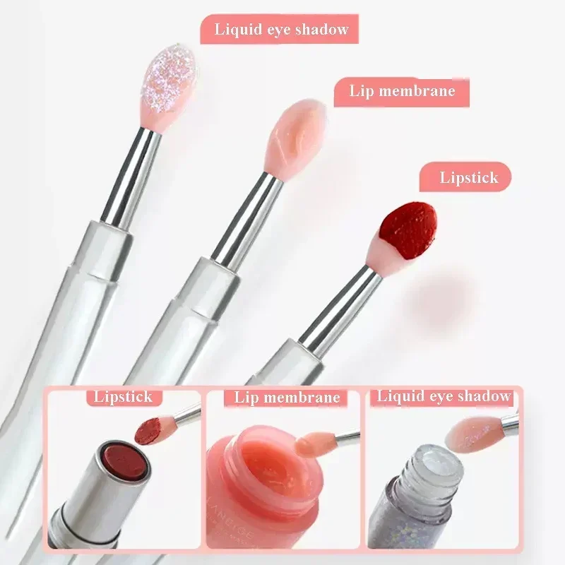 1/2/3PCS Portable Silicone Lip Brush with Cover Soft Lip Makeup Balm Applicator Lipstick Lipgloss Makeup Brushes Face Care Tool