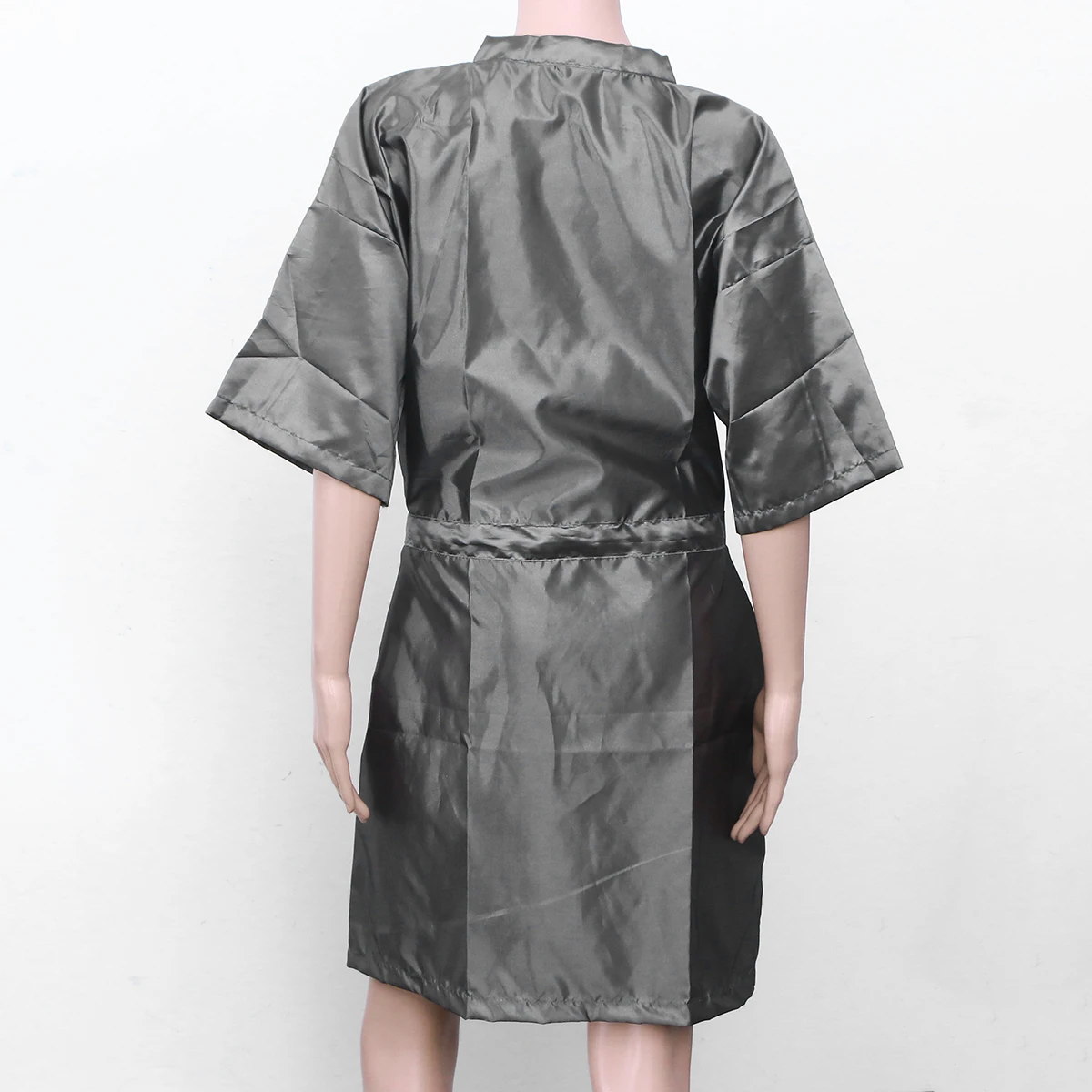 

Платье для салона клиента, серебристо-серый, с регулируемой завязкой на талии, халат для парикмахерской, водонепроницаемая, легкая, дышащая, тканевая накидка для стрижки волос