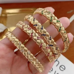 Popular with Zircon Gold Plated Brass Jewelry Cuff Bangle Indian Bracelets for Women