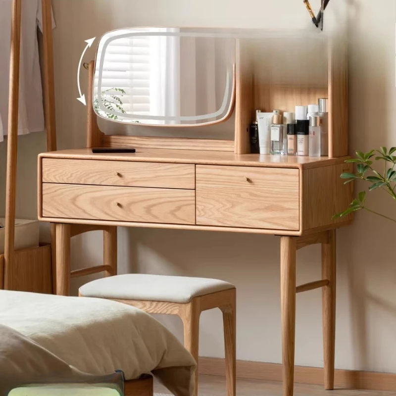 

Home Furniture Makeup Table Bedside Cabinet in The Living Room Solid Wood Dresser for Bedroom Creamy Vanity Headdresses Desk