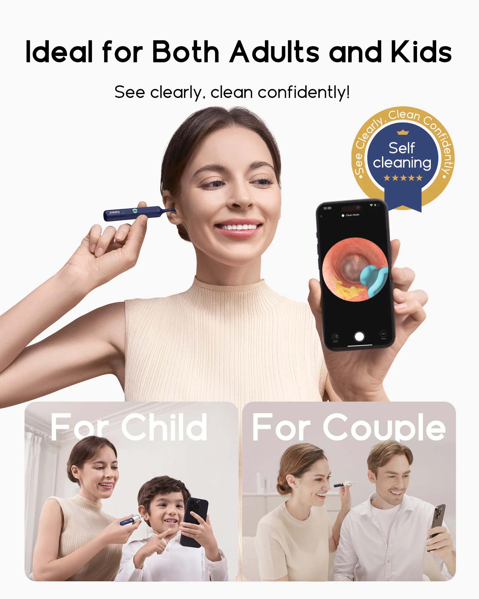 2025 جديد Bebird I35R البصرية الأذن نظافة الأذن HD كليب الملقط Earpick اللاسلكية نظيفة المنظار كاميرا صغيرة الرعاية الصحية #3