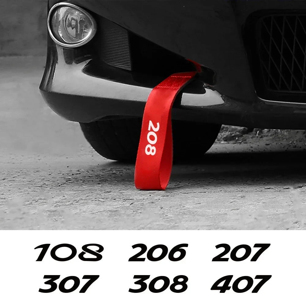 Accessoires de sangle de corde de remorquage de voiture, pour Peugeot 206 207 208 301 307 308 T9 406 407 408 508 2008 3008 5008 108 RCZ 607 4008 Rifter 107