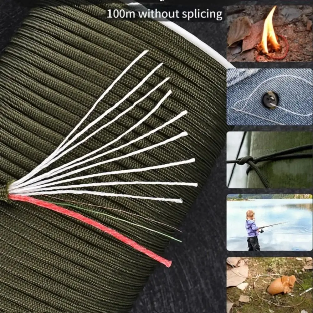 

Спасательный паракорд длиной 100 м, диаметр 4 мм, 550, тип, паракорд для выживания, 9-ядерная структура, полиэстер, материал, паракорд для кемпинга