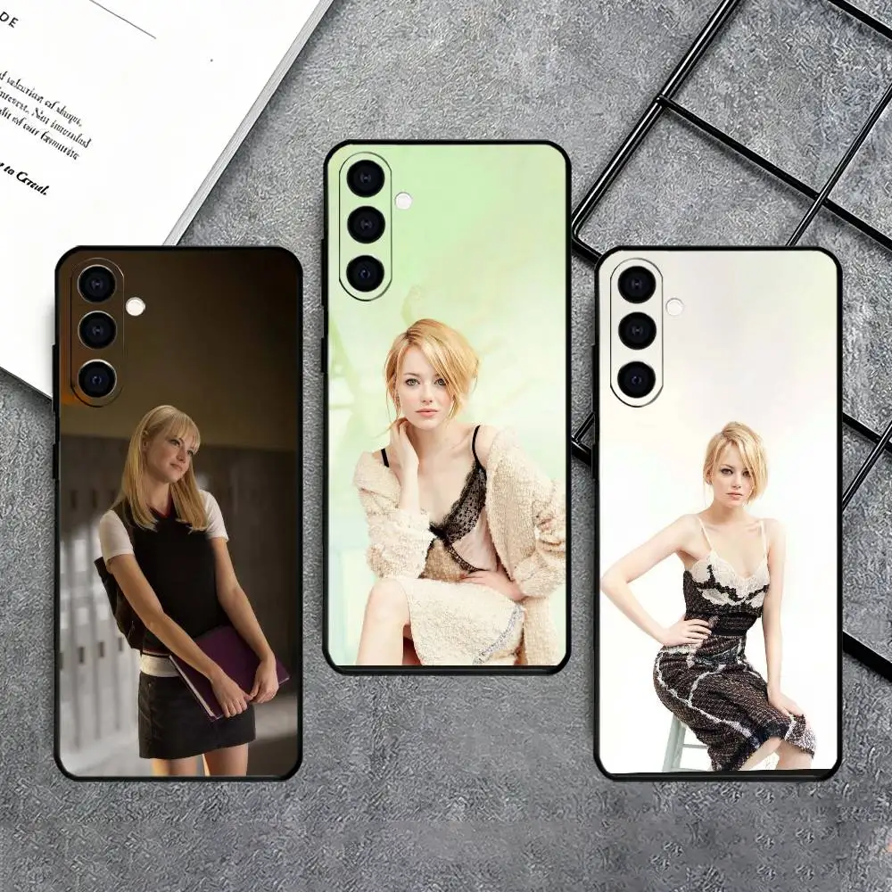 Emma Stone actress Phone Case Black Silicone Soft For Samsung Galaxy A73,A72,A71,A70,A53,A52,A51