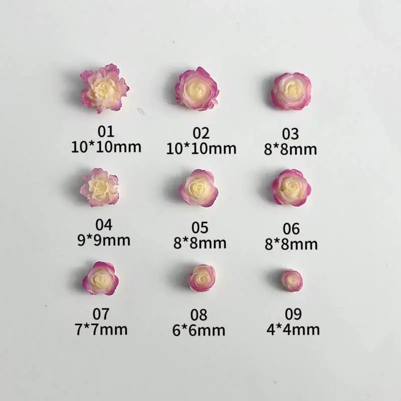 Willekeurige gemengde hars Rose lichtgevende bloemen Nail Art Charms dubbele kleuren bloemen Nail Art decoraties voor handgemaakte DIY manicure