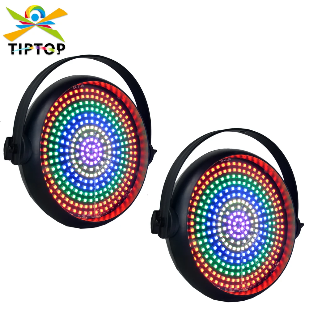 

TIPTOP 2 Pack Plastic Ring Control Par Light 80W RGB 5050 SMD Leds DMX Sound Auto Control Pixel Color Pause Strobe Flash Par