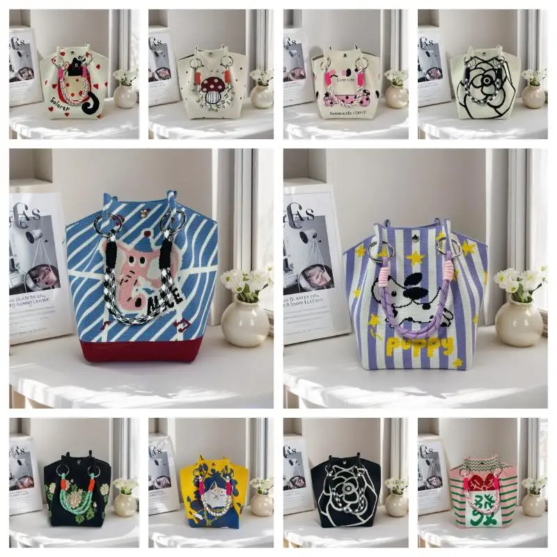 

Модная вязаная сумка большой емкости, повседневная портативная дорожная сумка-тоут, сумка на одно плечо, универсальная повседневная ручная сумка