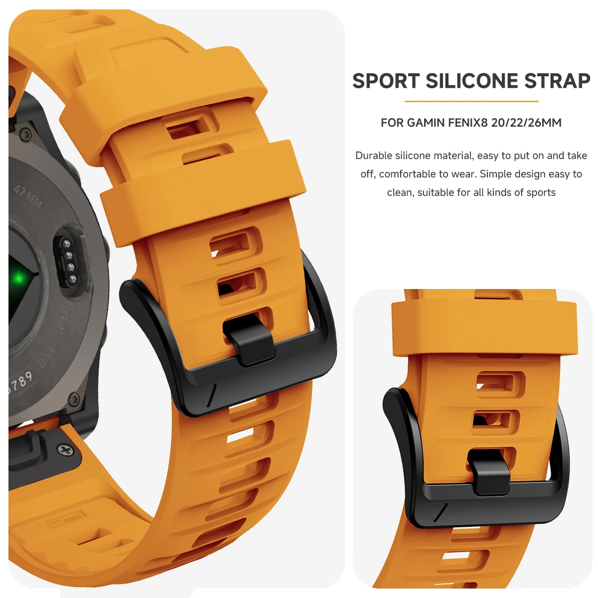 Fenix8 pulseira de relógio para garmin fenix 8 47mm 51mm 43 e 7 7x 6 6x 5 5S 5x/epix pro quickfit 20mm 22mm 26mm pulseira de silicone
