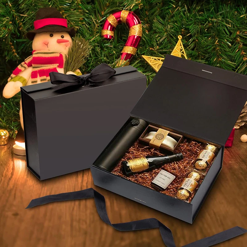 Magnetisches Geschenkbox-Set mit Lafite-Gras und Grußkarten, Schwarz/Rosa/Weiß, Party-Valentinstag-Geschenke, Faltbox TMZ – Detail 10