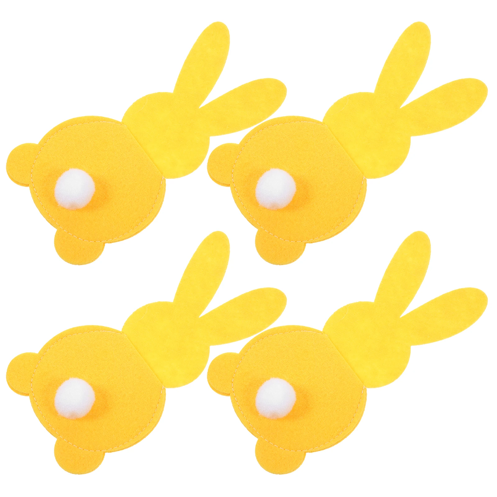 

4Pcs Easter Rabbit Cutlery Bags Cloth Tableware Holders Party Decoration Cute Fork Pouch Easter Table Decor Fork Cutter Pouches