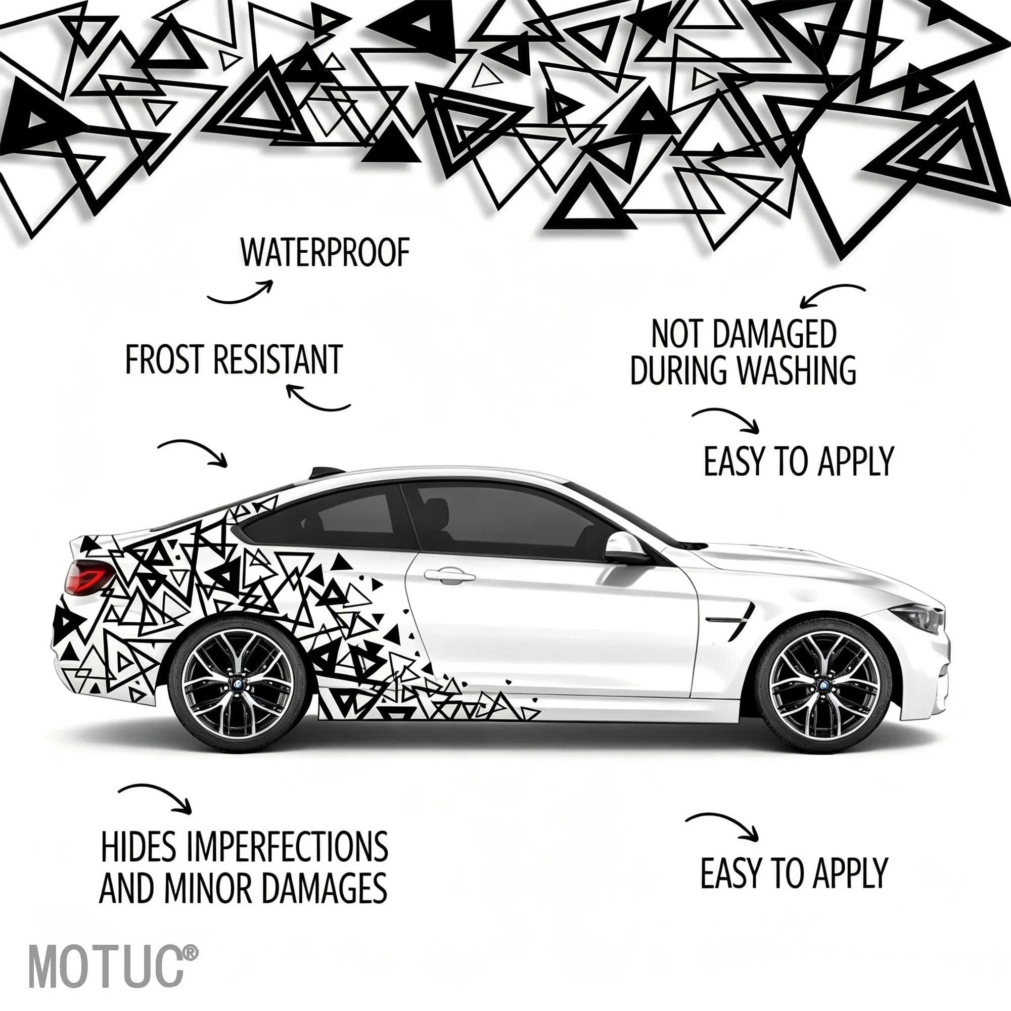 4PCS Large Triangular Car Decals Sport Stickers for Scratch Covering and Decoration DIY Full-body Bumper Modification Decals - view 6