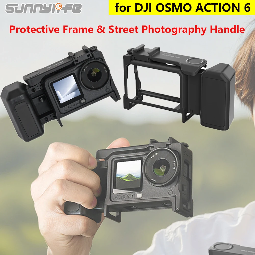 

Комплект ручки-держателя Sunnylife для DJI Osmo Action 6, рамка-чехол для камеры Osmo Action 6, быстросъемное крепление-клетка Rabbit Cage, аксессуар