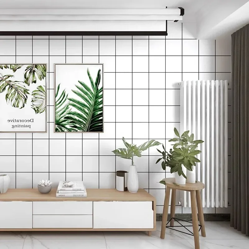 

Nordic simplicity Black white lattice squares Wall Panel Mural Non-woven lattice wall paper papel de parede 3d Wallpaper roll